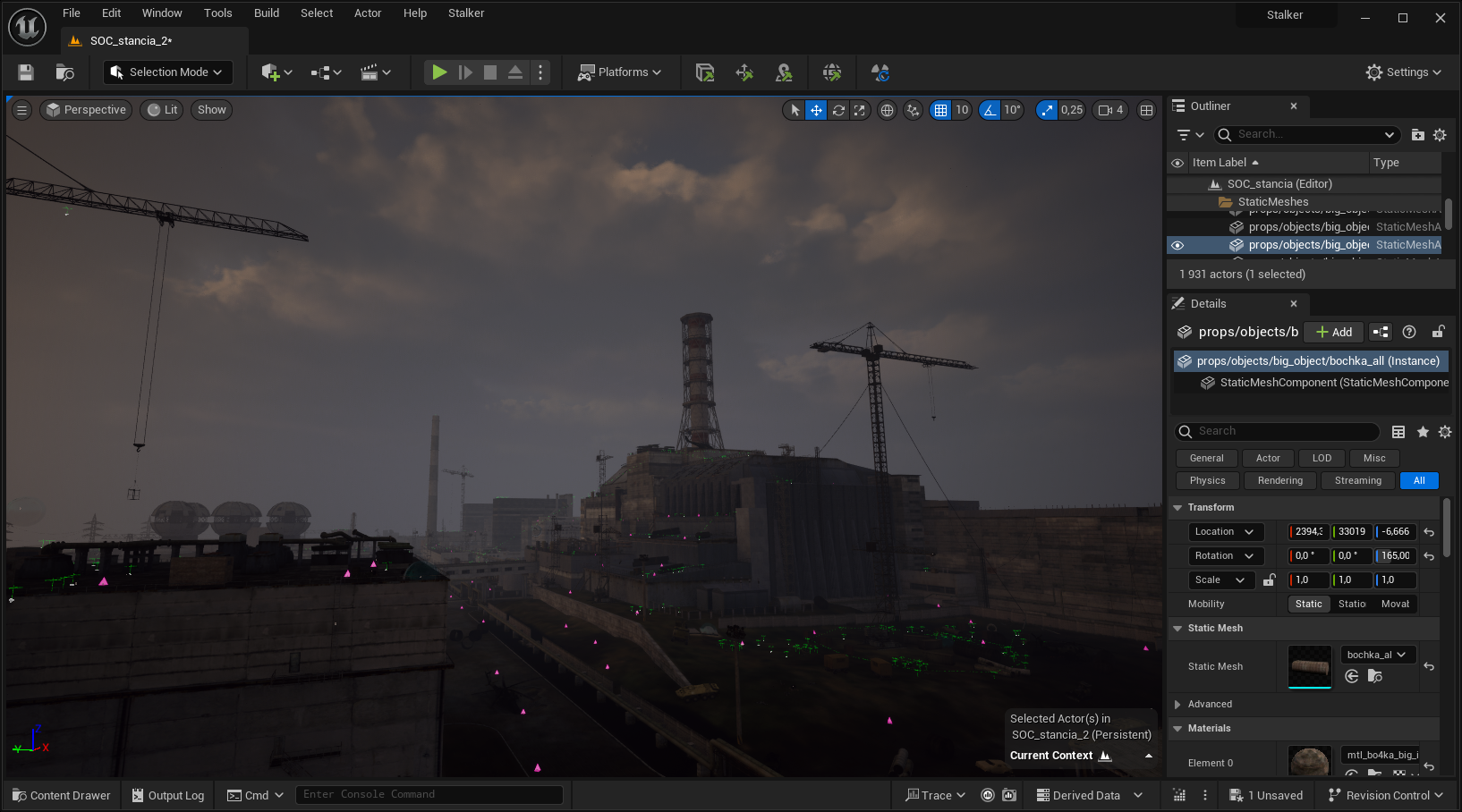 Unreal Engine 5 Editor with STALKER on UE